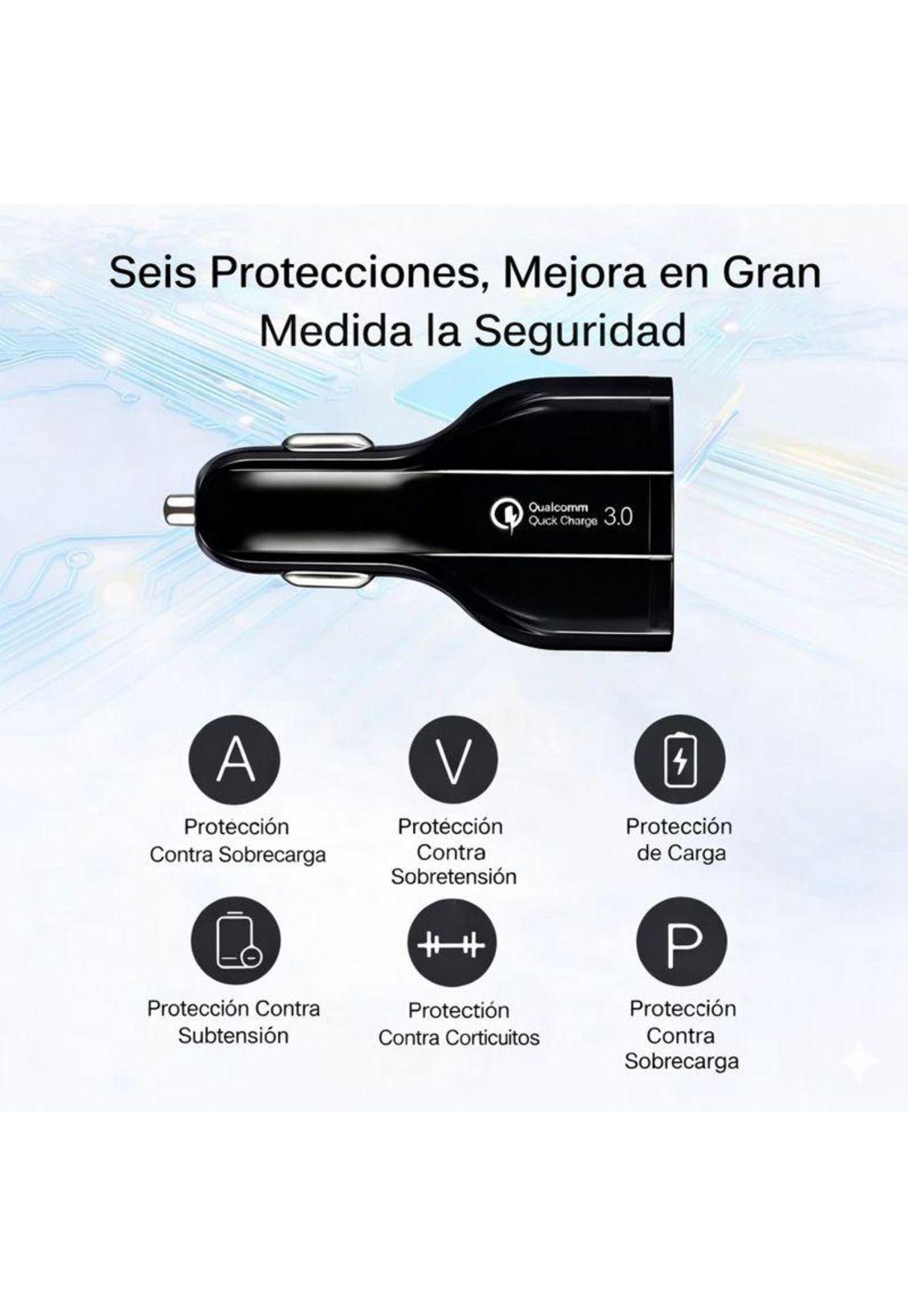 Cargador Rápido Auto Doble USB + Tipo C QC 3.0-4