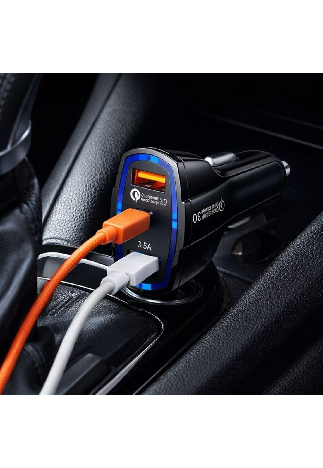 Cargador Rápido Auto Doble USB + Tipo C QC 3.0-5