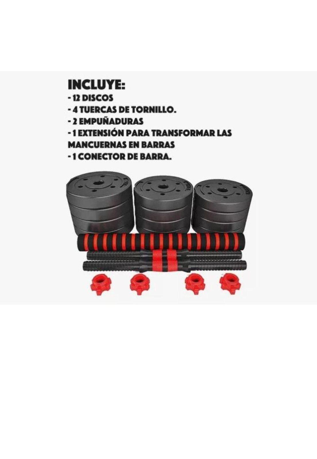 Kit de Mancuernas 20 Kg con Barra y Pesas-2