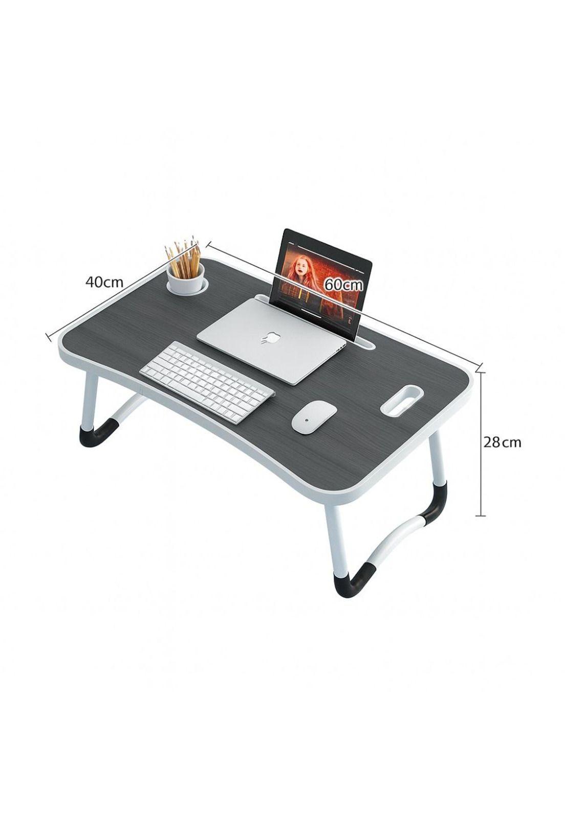 Escritorio Portátil Madera USB y Posavaso Plegable-4