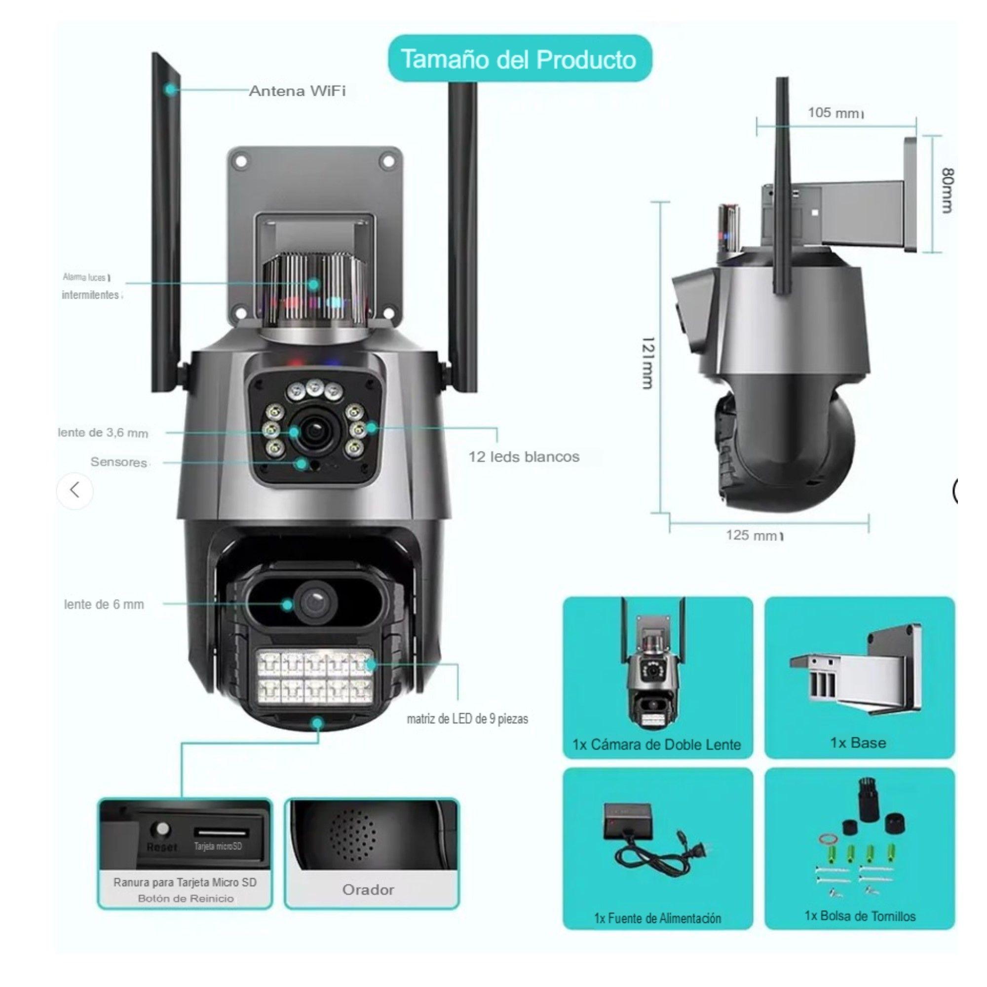 Camara De Seguridad Vigilancia Dual Visión Wifi Ip Negro-3