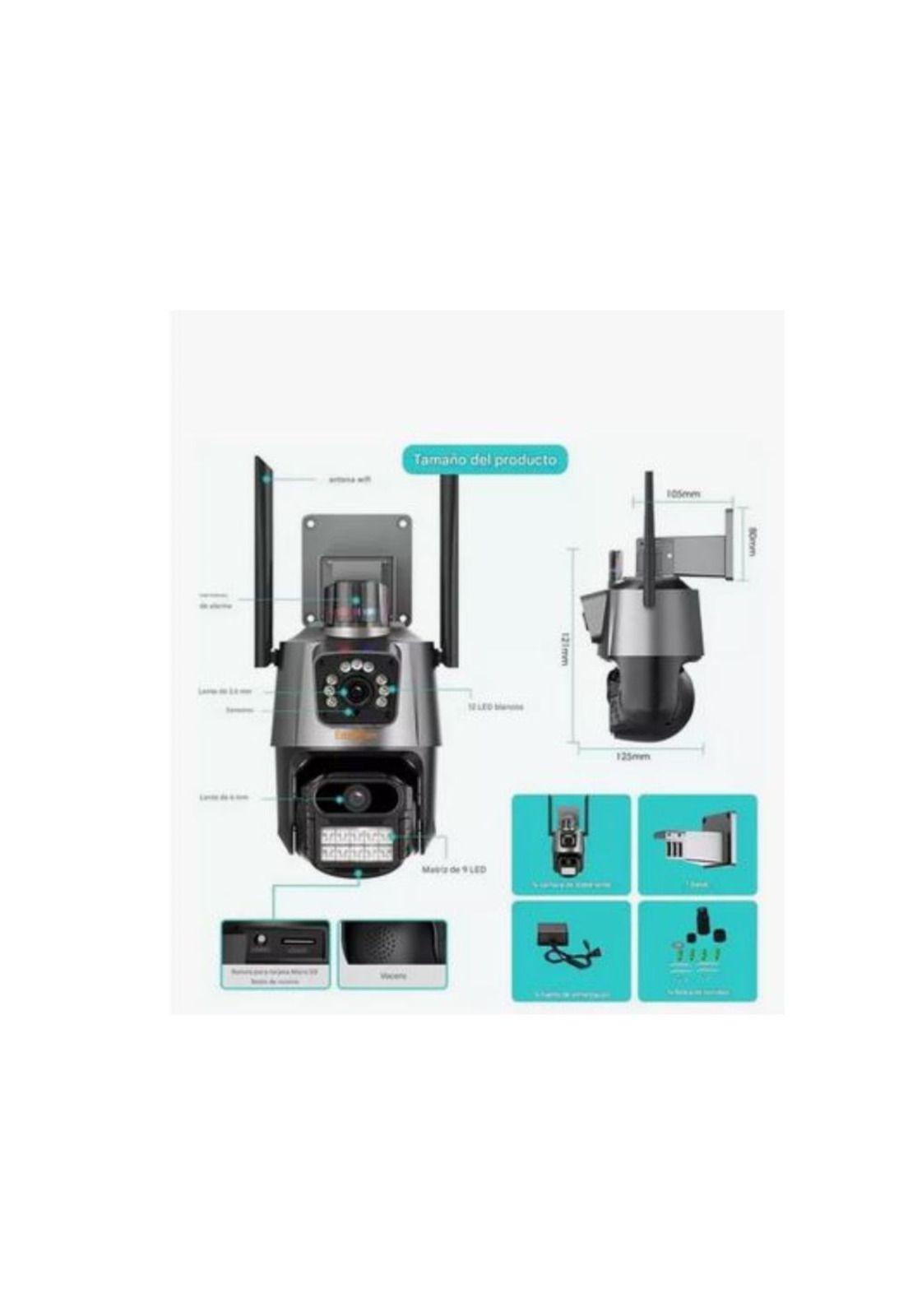 Camara De Seguridad Vigilancia Dual Visión Wifi Ip Negro-2