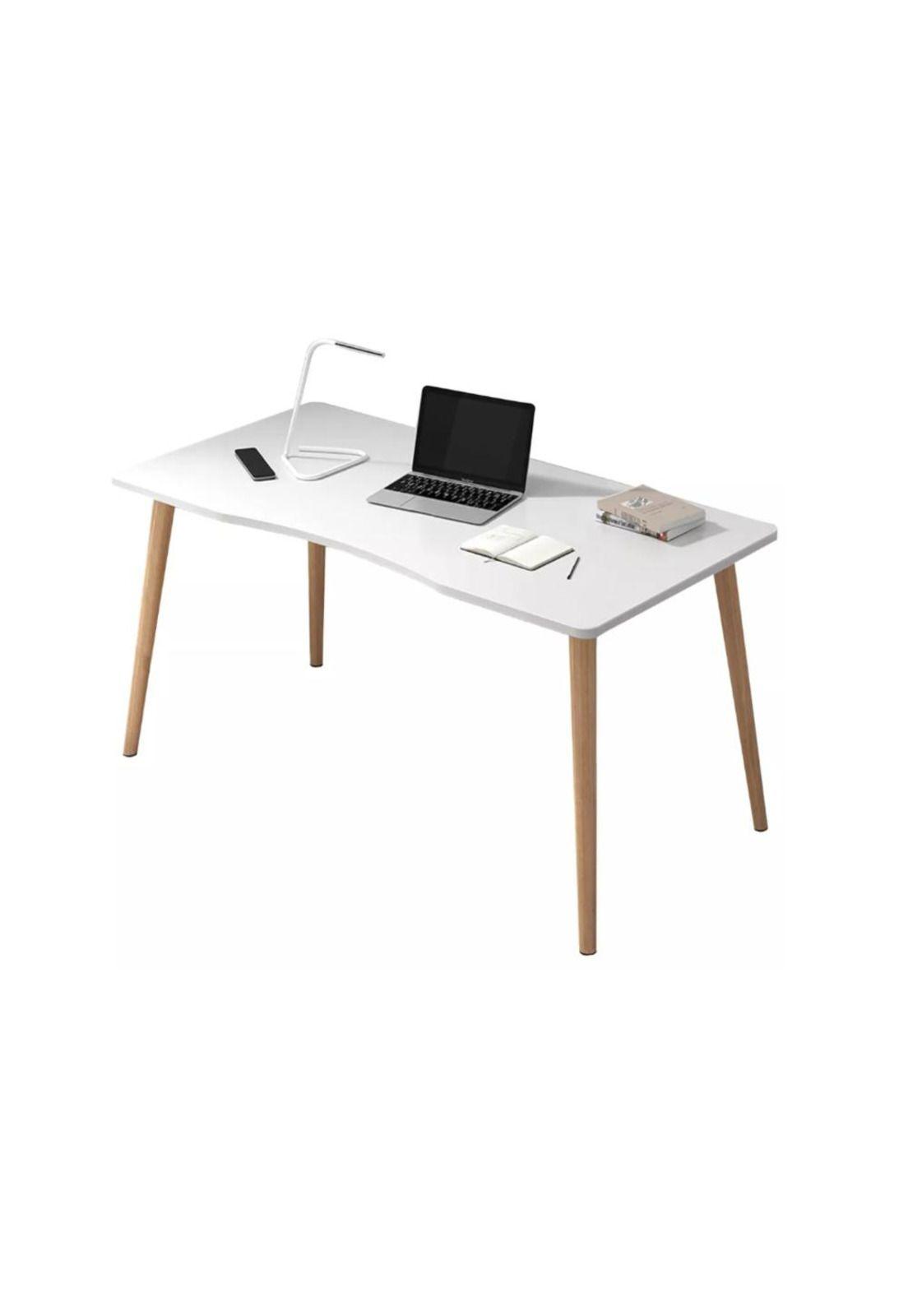 Mesa de Ordenador Diseño Curvo para Hogar Oficina Madera-0