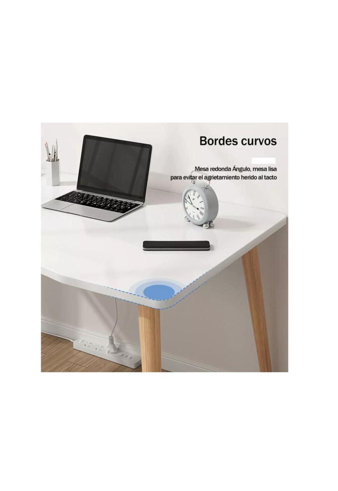 Mesa de Ordenador Diseño Curvo para Hogar Oficina Madera-3