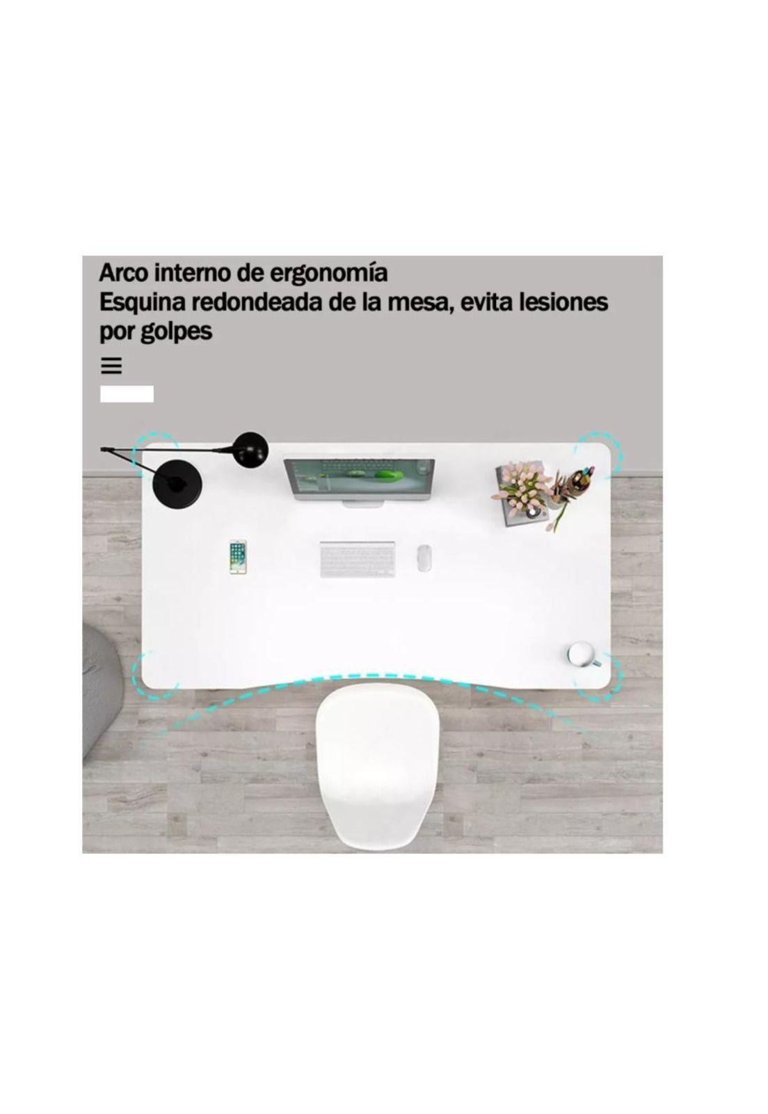 Mesa de Ordenador Diseño Curvo para Hogar Oficina Madera-5