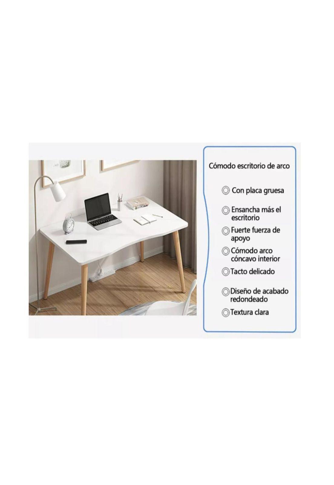 Mesa de Ordenador Diseño Curvo para Hogar Oficina Madera-6
