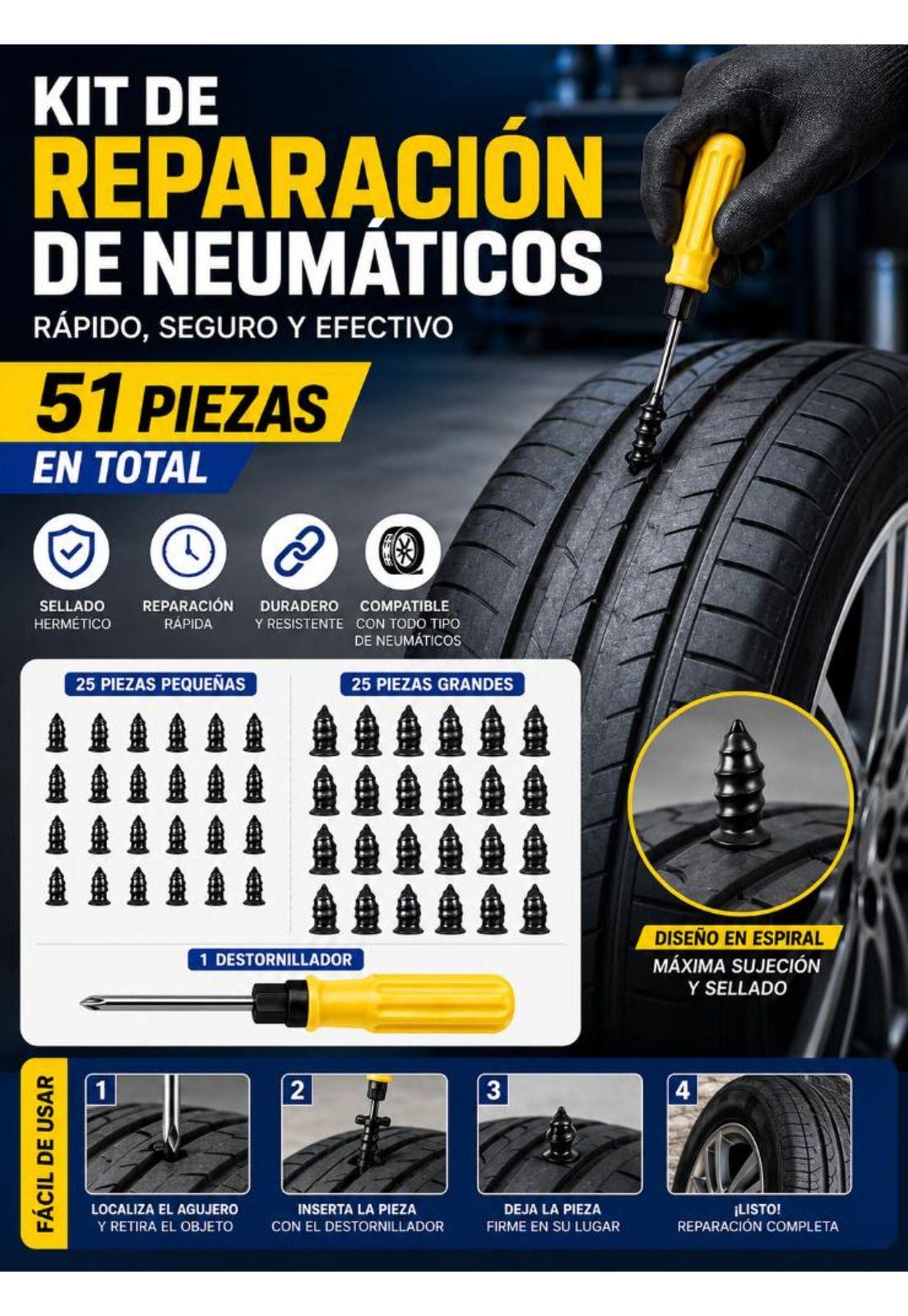 Kit Para Reparar Neumatico 51 Piezas Parche Pinchazo moto-6