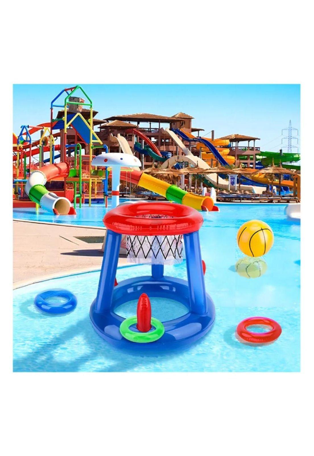 Juego Inflable Infantil  Canasta Baloncesto y Aros  Piscina-4