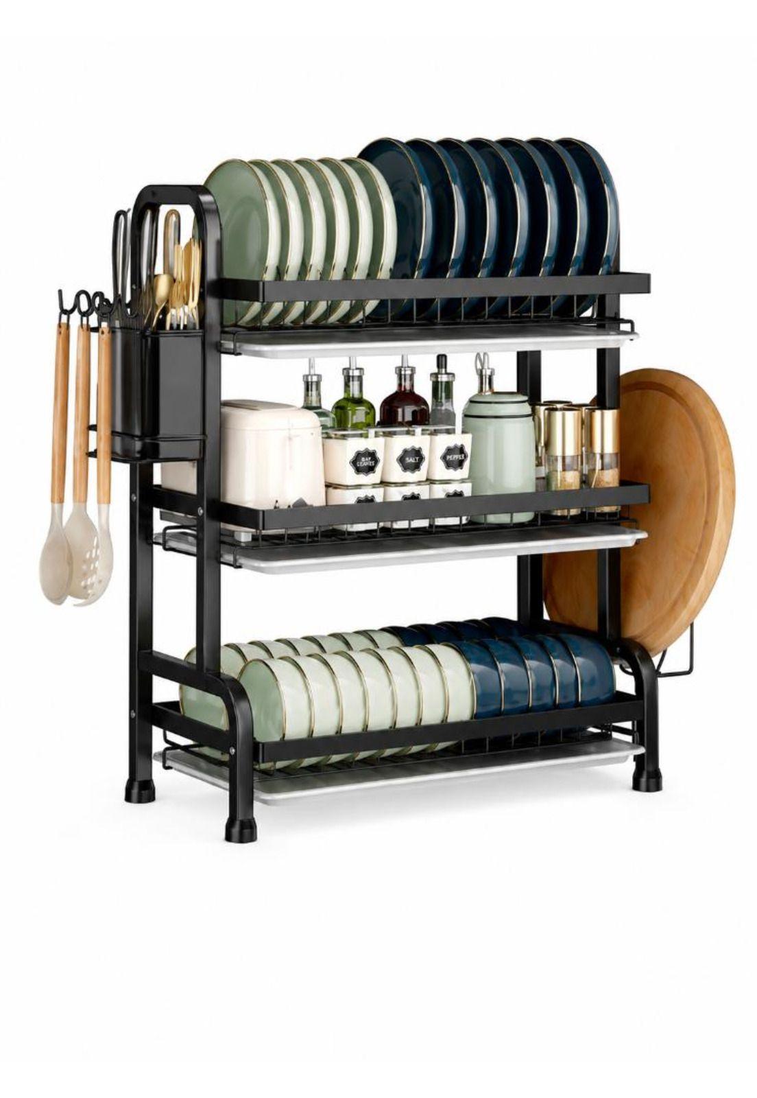 Secador Escurridor Organizador de Platos 3 Niveles Cocina-0