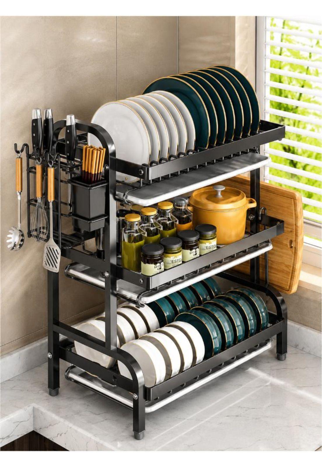Secador Escurridor Organizador de Platos 3 Niveles Cocina-2