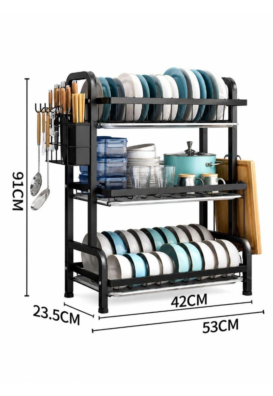 Secador Escurridor Organizador de Platos 3 Niveles Cocina-3