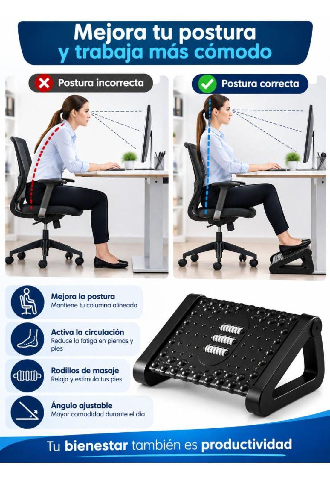 Reposapiés Ergonómico Ajustable Con Rodillos De Masaje-2