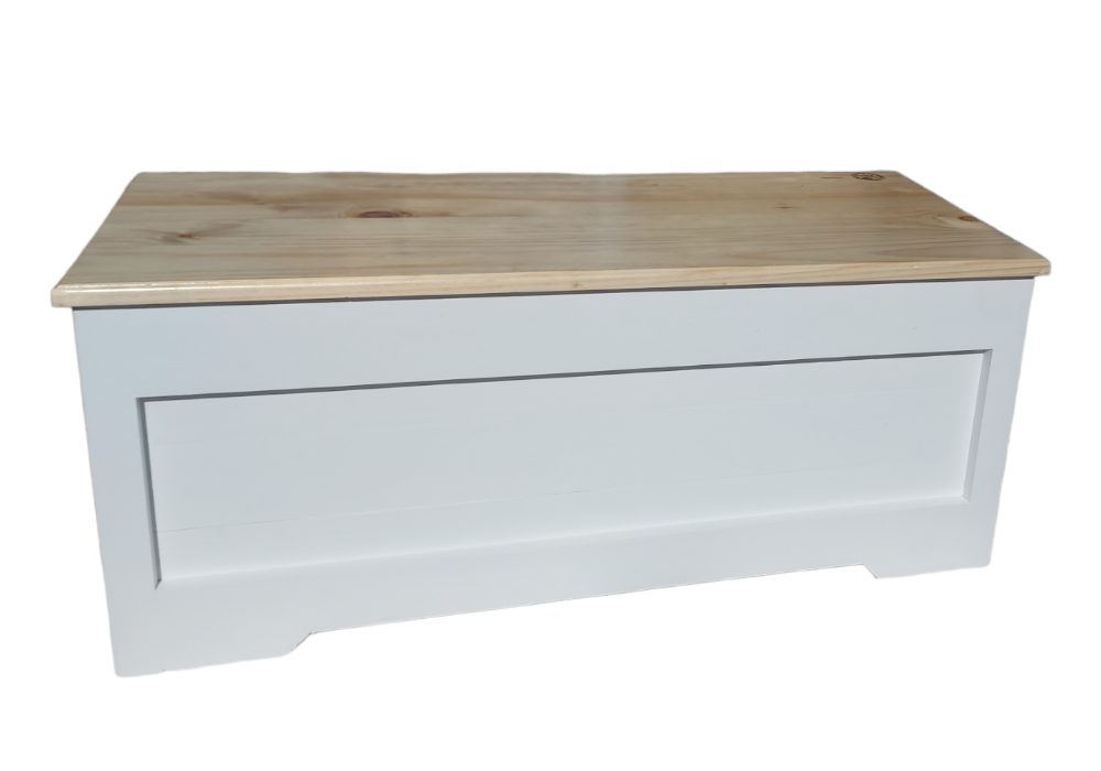 Baúl Madera Un Metro Blanco Tapa Vitrificado-0