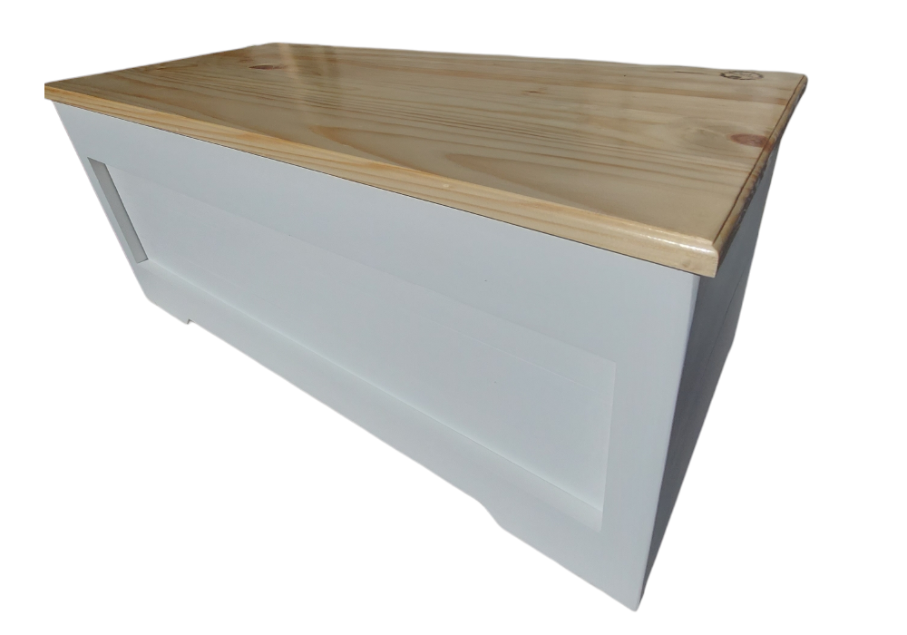Baúl Madera Un Metro Blanco Tapa Vitrificado-1