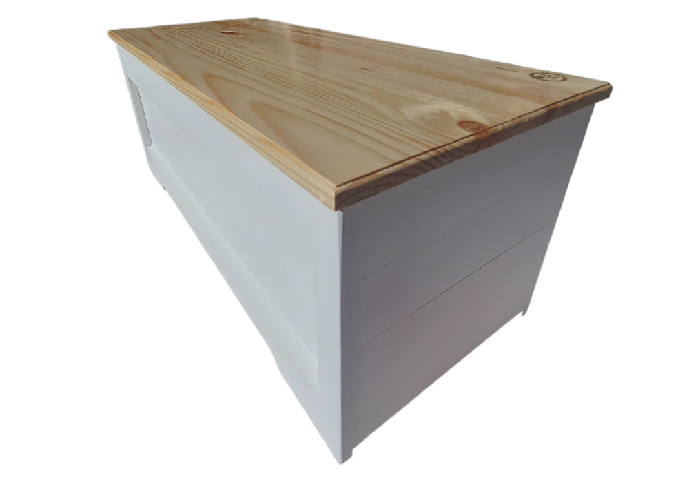 Baúl Madera Un Metro Blanco Tapa Vitrificado-2