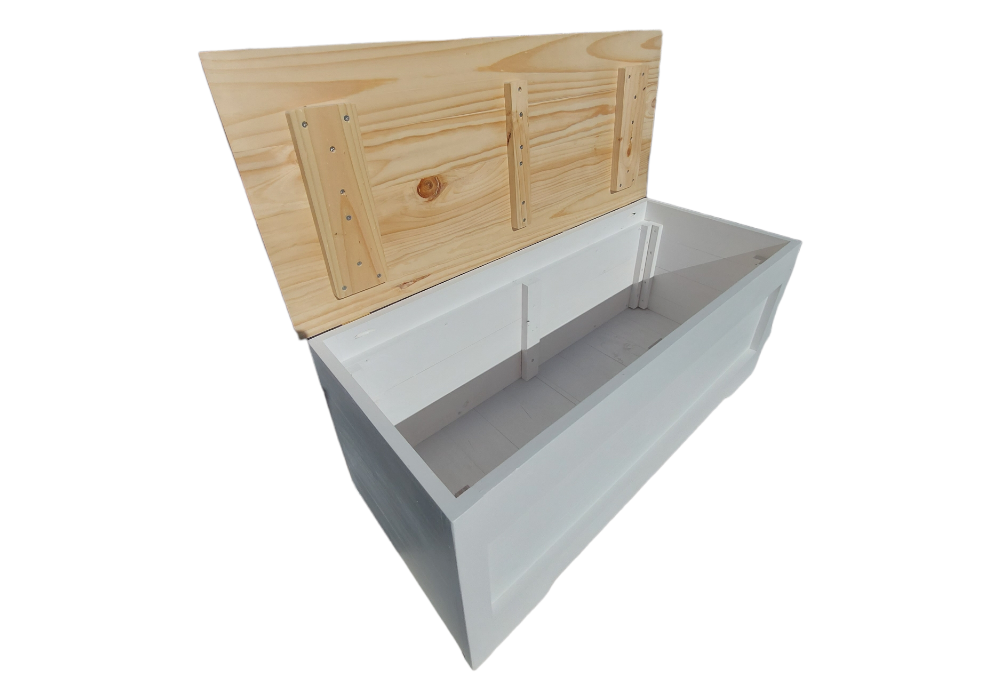 Baúl Madera Un Metro Blanco Tapa Vitrificado-4