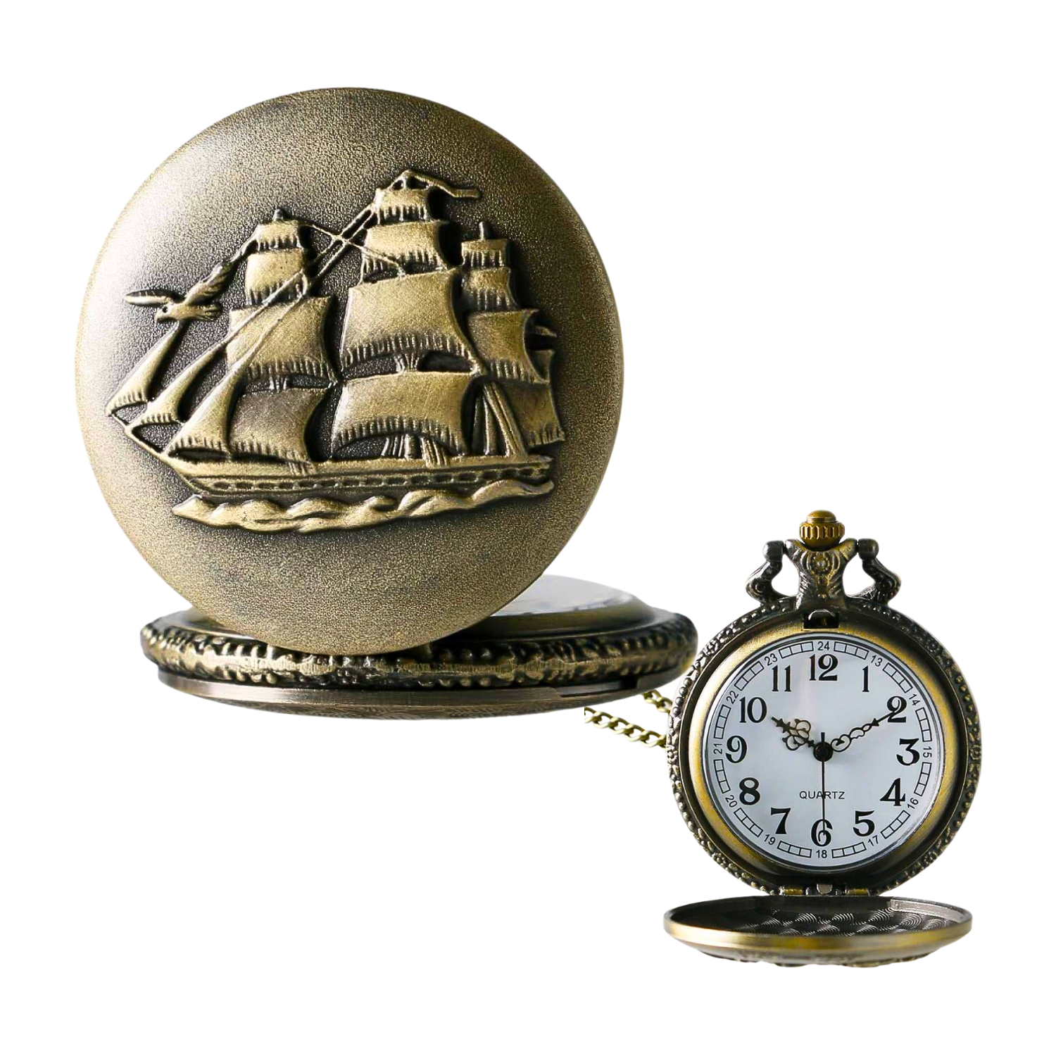 Reloj De Bolsillo Diseño De Barco Velero- Papá Esposo Regalo-3