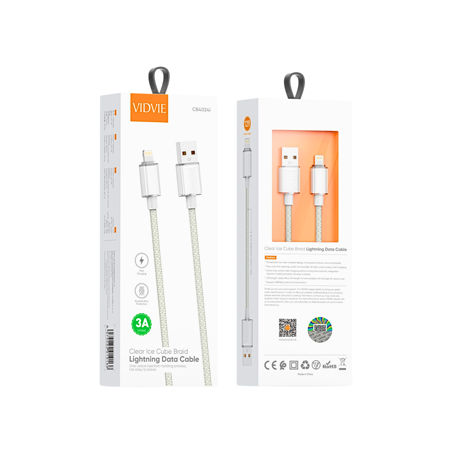 Cable De Datos Para iPhone Trenzado 3A - Vidvie Cb4024 Usb-6