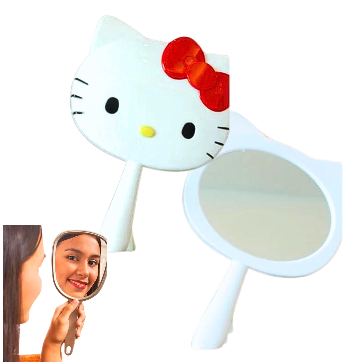 Espejo De Mano Para Maquillaje - Diseño Hello Kitty Portátil-4