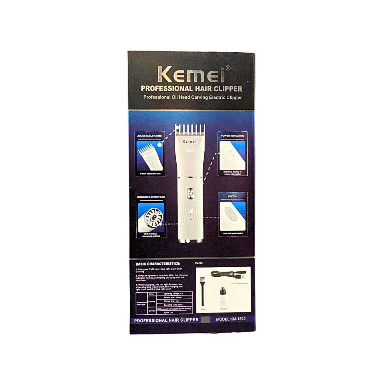 Máquina Profesional Para Cortar Pelo - Kemei Km1522-3