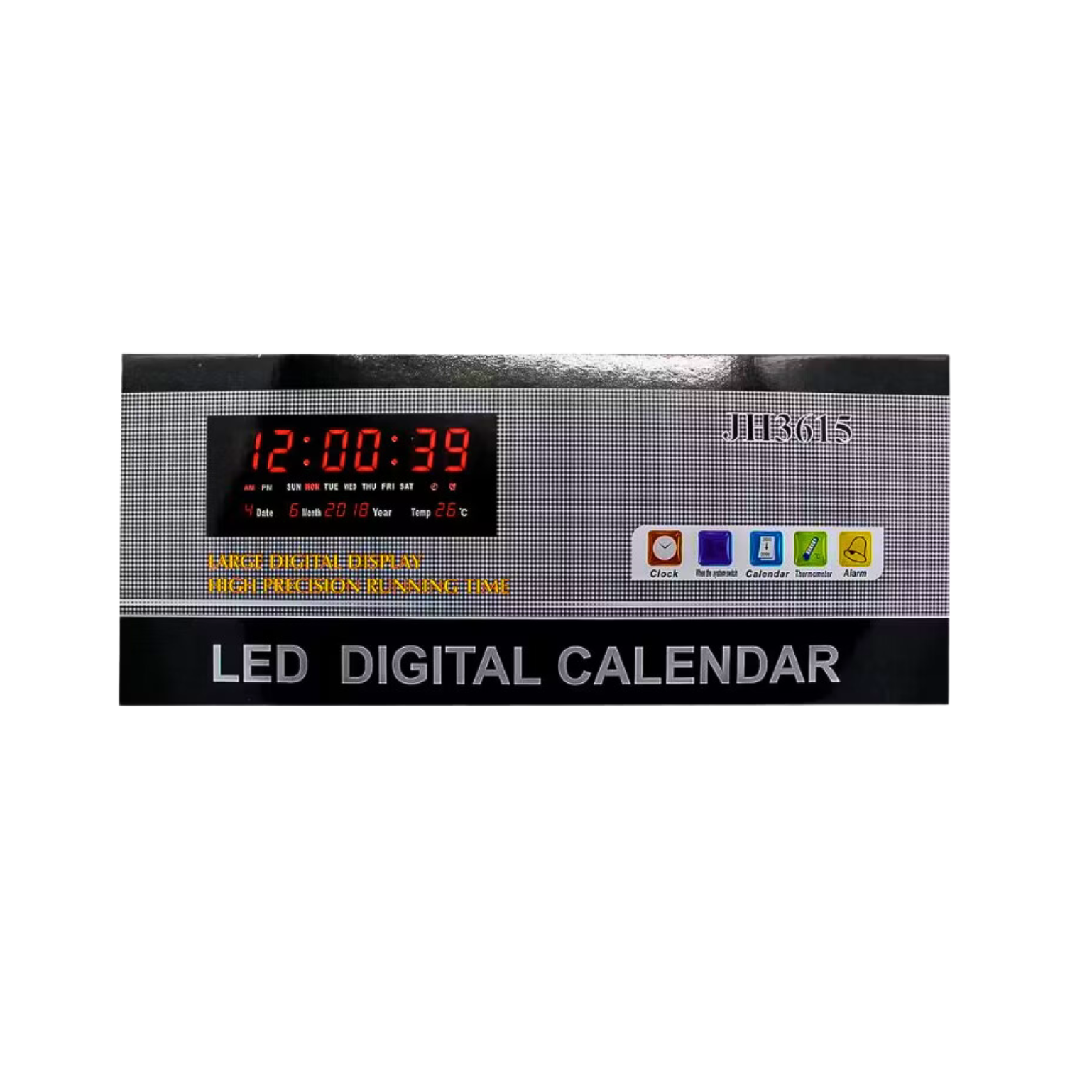Reloj Rectangular Led Digital + Calendario Alarma - Jh3615-2