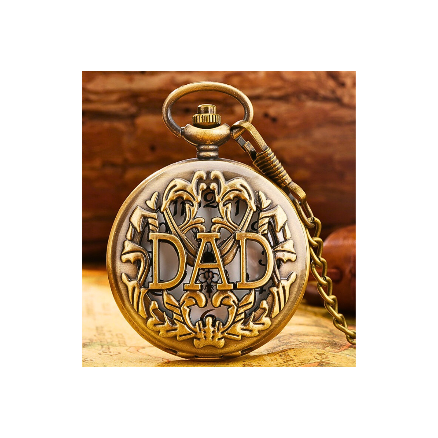 Reloj De Bolsillo Diseño Con Frase Dad - Papá Esposo Detalle-4