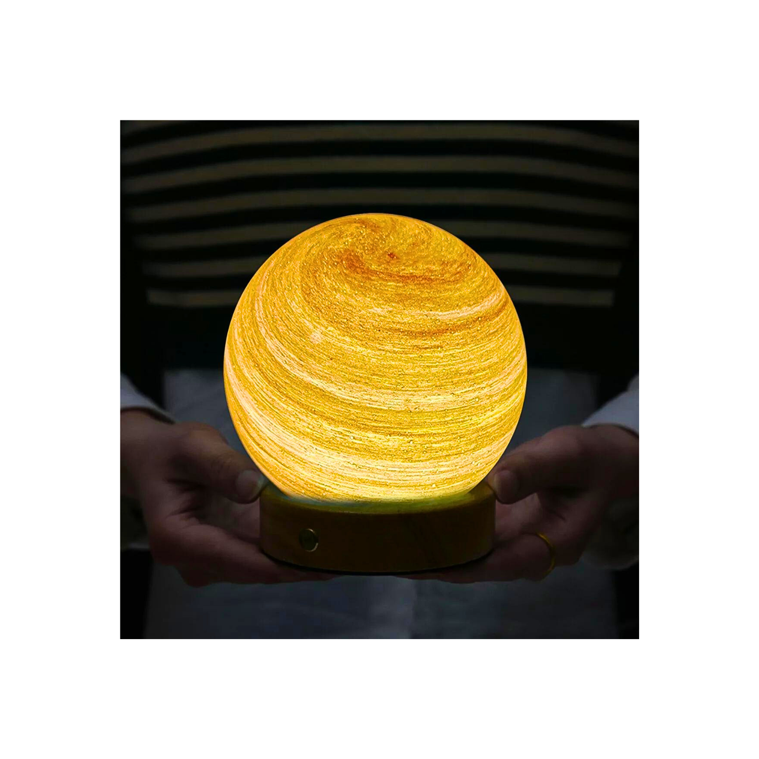 Lámpara Forma De Planeta Júpiter Naranja Galaxia 3D Adorno-5