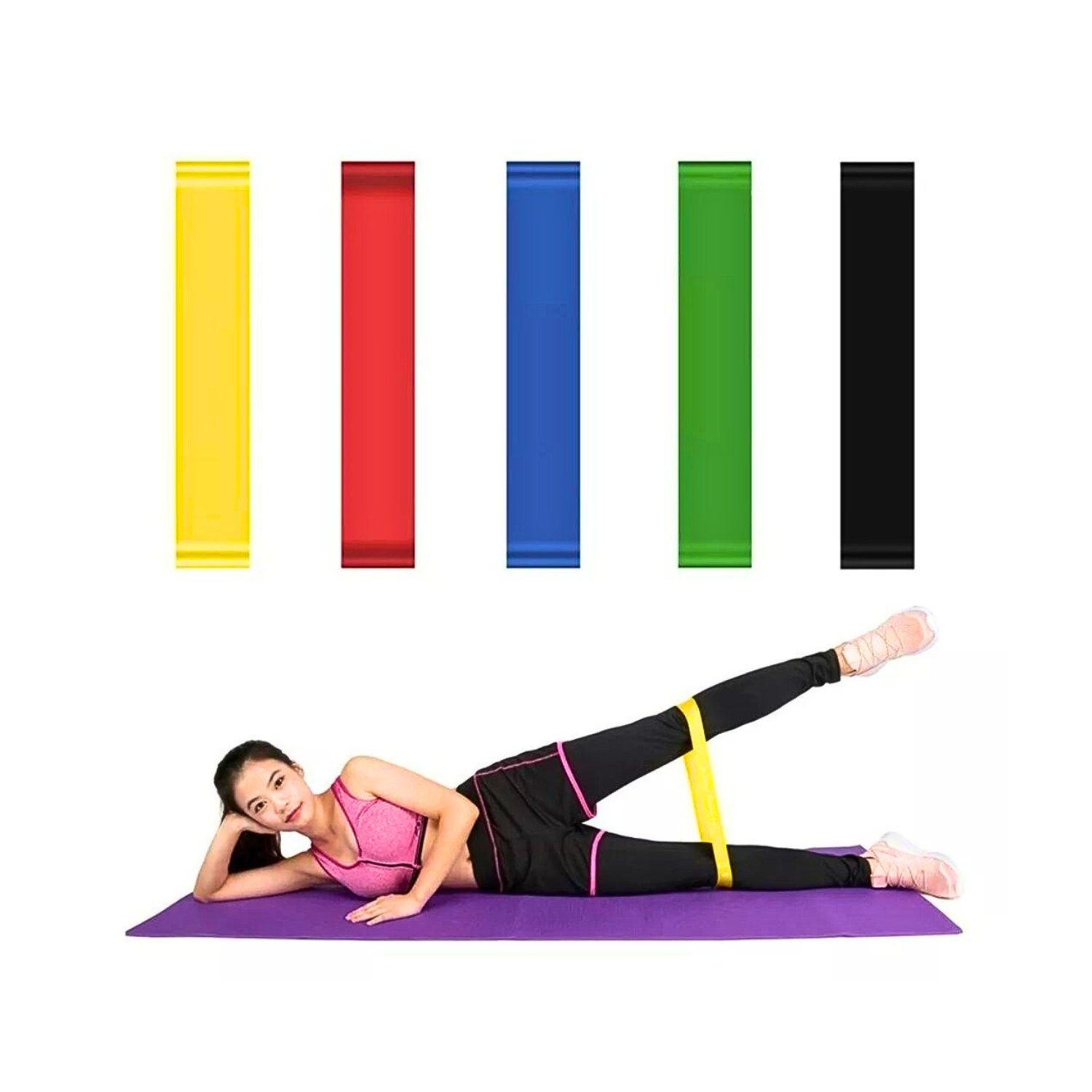 Pack Bandas Elásticas X5 + 2 Mancuernas De 1 Kg C/u-3