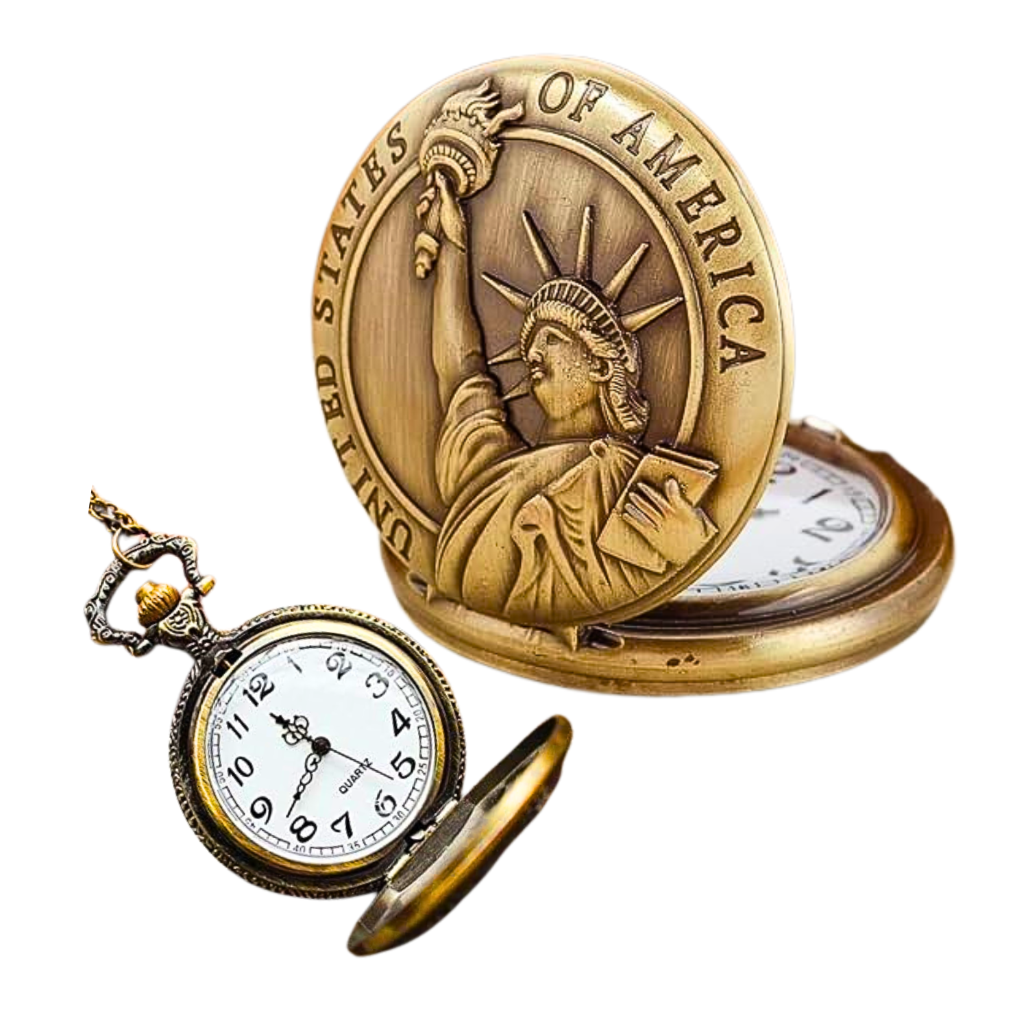 Regalo Papá- Reloj De Bolsillo Diseño Estatua De La Libertad-2