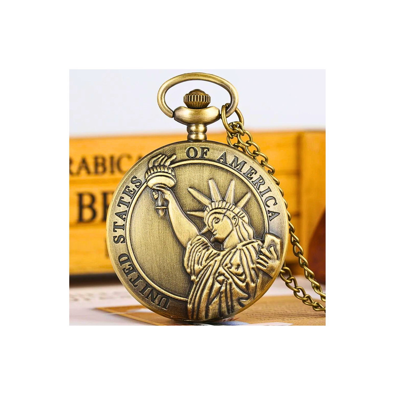 Regalo Papá- Reloj De Bolsillo Diseño Estatua De La Libertad-3
