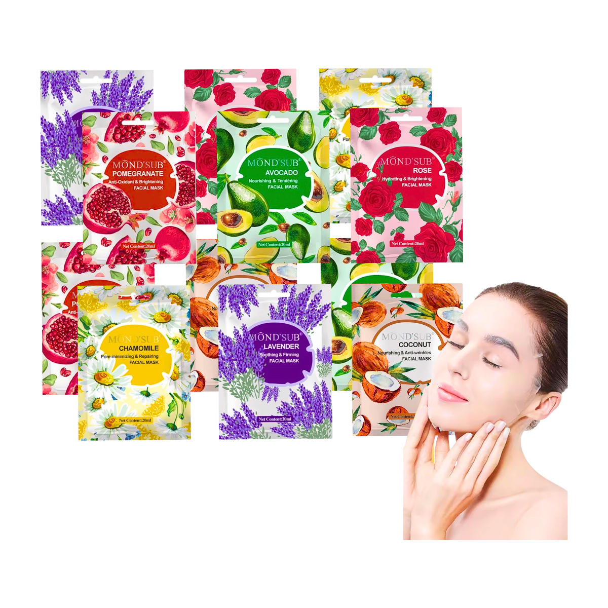 Pack X12 Mascarilla Facial Hidratante - Mond'sub Surtidas-0
