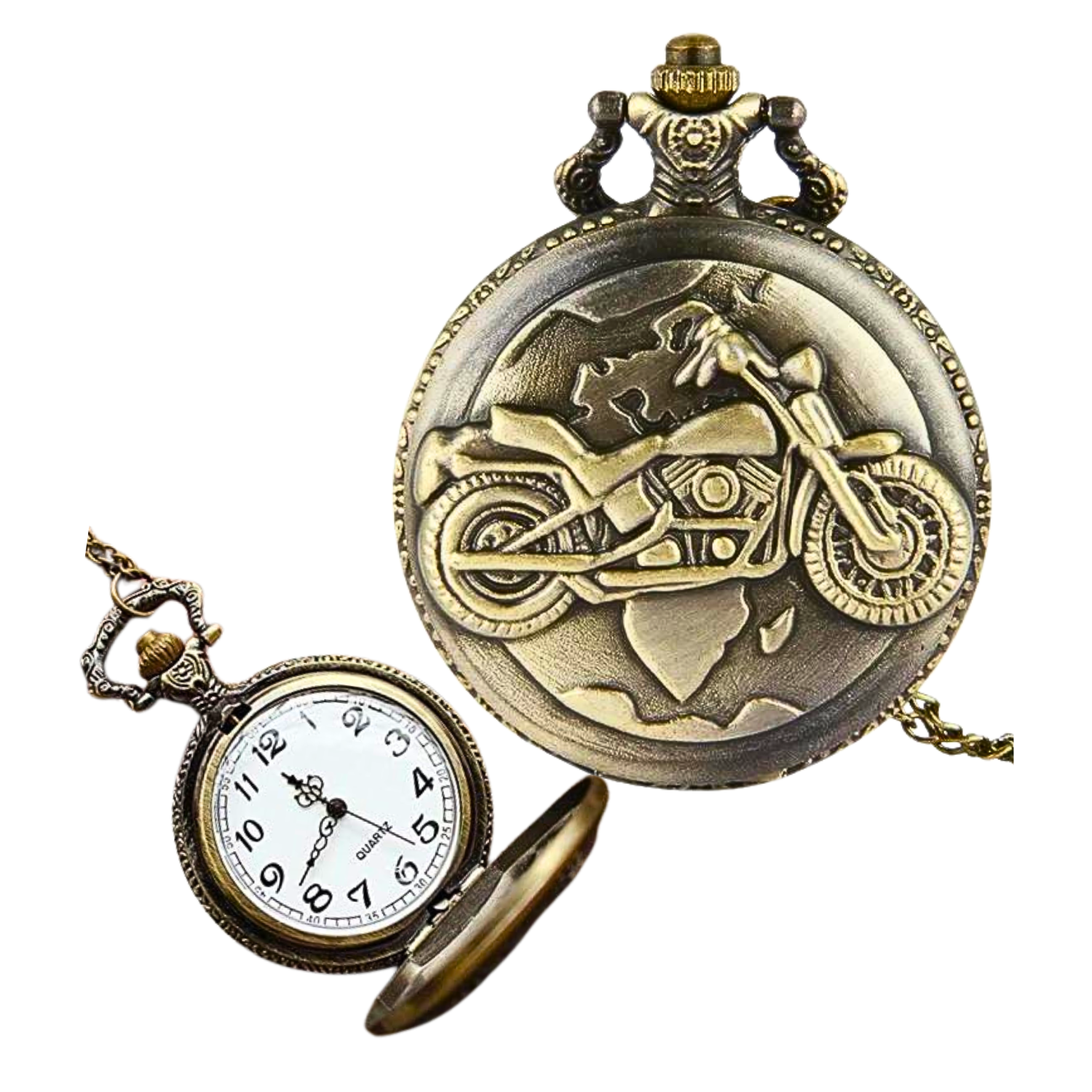 Reloj De Bolsillo Diseño De Moto Lineal Regalo Papá Esposo-2