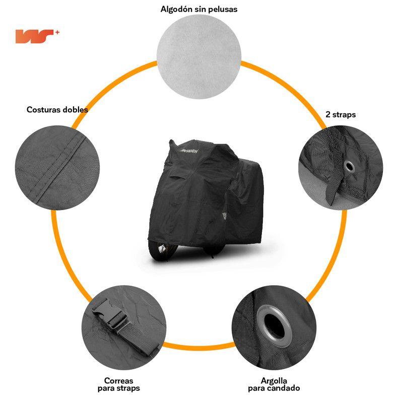 COBERTOR FUNDA DE MOTO TALLA M SIN TOP CASE HASTA 235CM DE LARGO-3