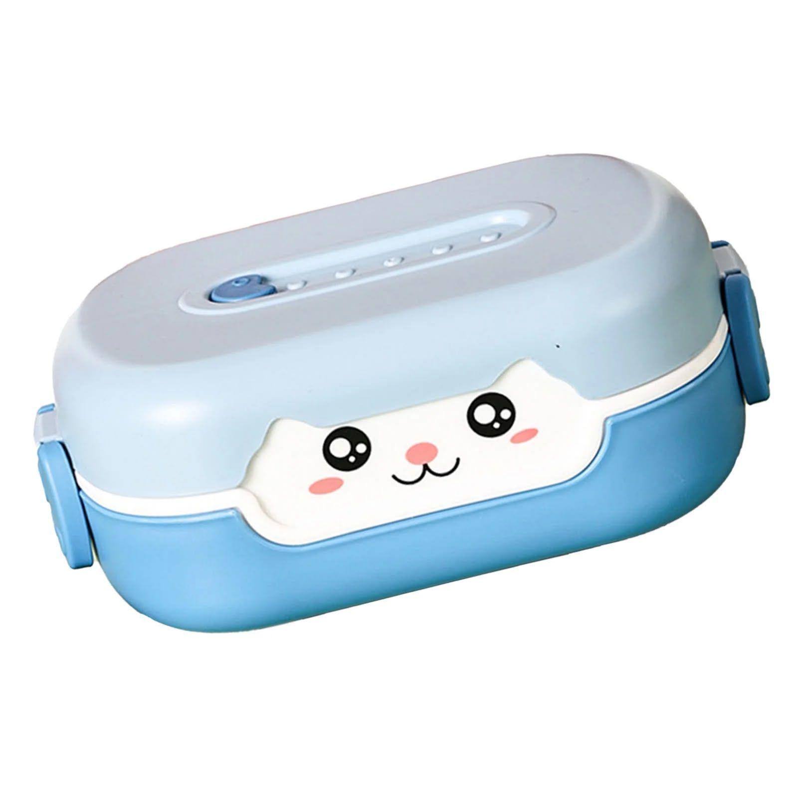 Lonchera Infantil Azul con Compartimentos y Cuchara Para Comida y Snacks Niños-5