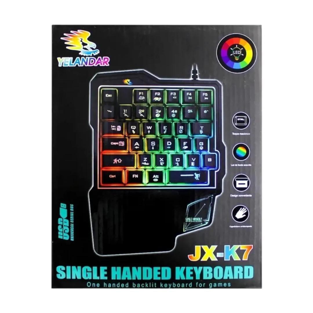 Teclado Gamer de Una Mano RGB Yelandar JX K7 con Reposamuñecas USB-3