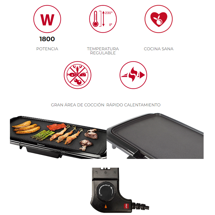 Parrillas Eléctricas Magefesa Antiadherente Termostato Regulable-1