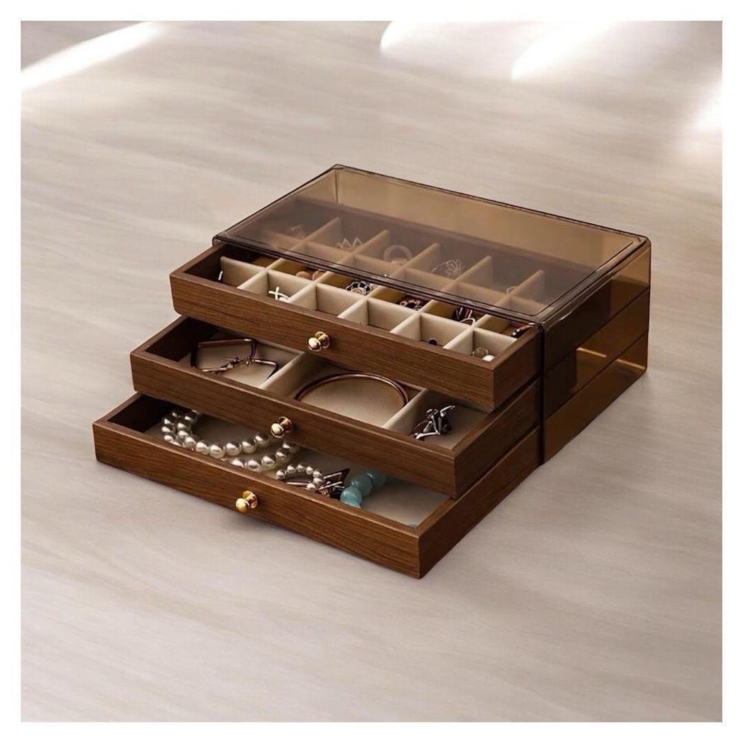 Organizador de Joyas de 3 Niveles con Efecto Madera LD-1032-2
