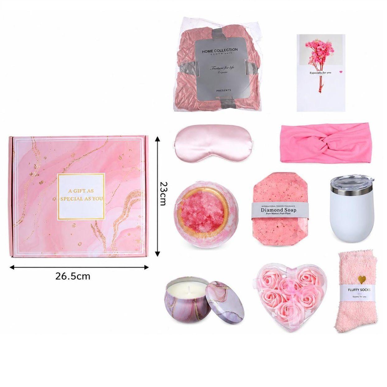 Set de Regalo Spa para Mujer 10 Piezas Kit de Autocuidado y Relajación Rosado-2
