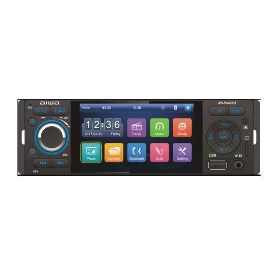 Radio De Auto 1 Din Con Pantalla Tactil De 4'' AIWA Modelo AW-W440BT-0