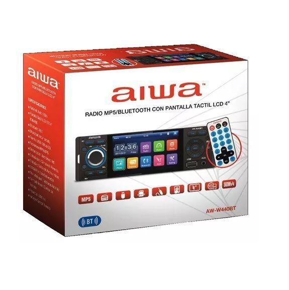 Radio De Auto 1 Din Con Pantalla Tactil De 4'' AIWA Modelo AW-W440BT-1