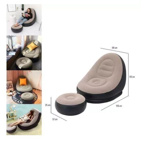 Sofá Sillón Puff Inflable Con Reposa Pies-2