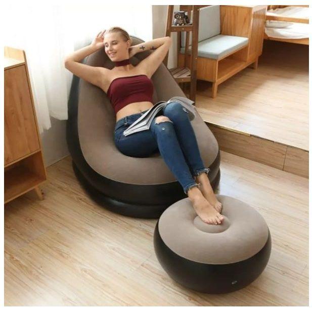 Sofá Sillón Puff Inflable Con Reposa Pies-4