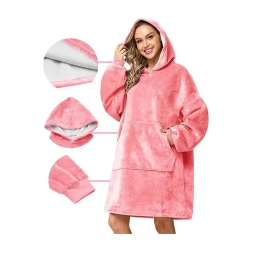 Polerón De Felpa Grande Da Suavidad Y Calor Para El Frio Rosado-2