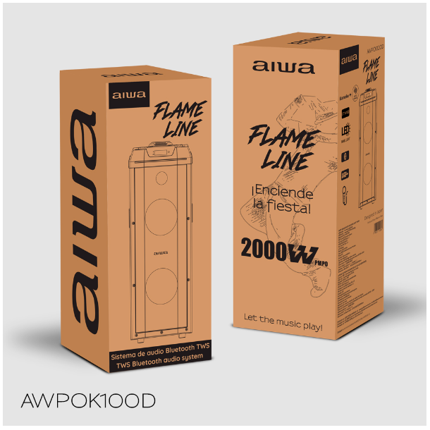 Parlante Bluetooth Con Luces Aiwa Flame Líne 2000w PMPO-1