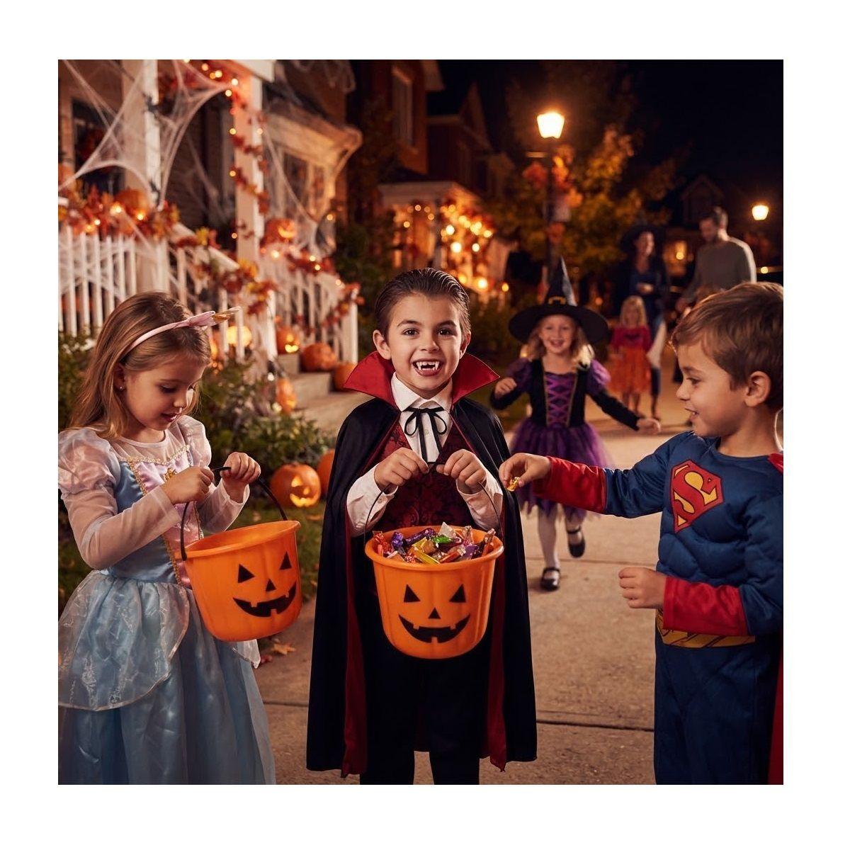 Balde de Halloween Cubo De Calabaza Infantil Para Dulces-2