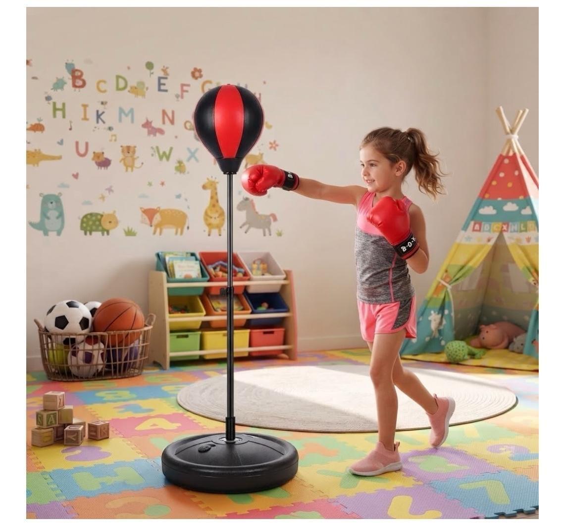 Set de Boxeo Para Niños Con Saco de Pie y Guantes Altura Regulable-3