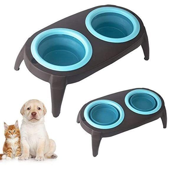 Comedero Doble Para Mascota Tazones De Agua Y Comida -1