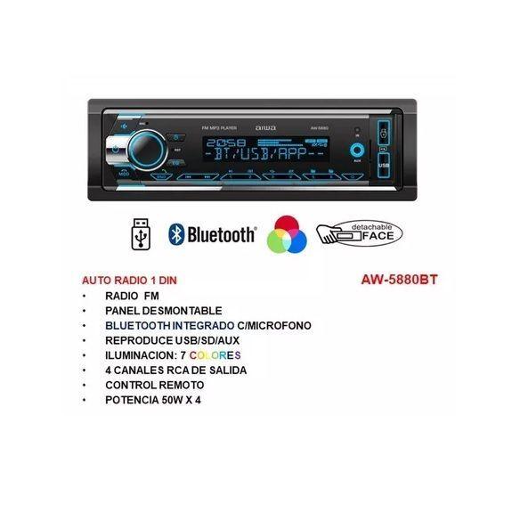 Radio Para Auto Aiwa AW-5880 con USB 2.1, Bluetooth Y Lector de tarjeta SD-2
