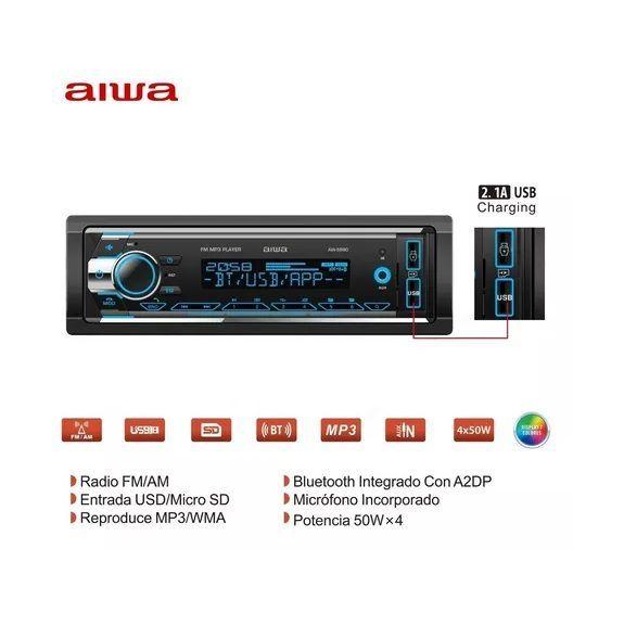 Radio Para Auto Aiwa AW-5880 con USB 2.1, Bluetooth Y Lector de tarjeta SD-3