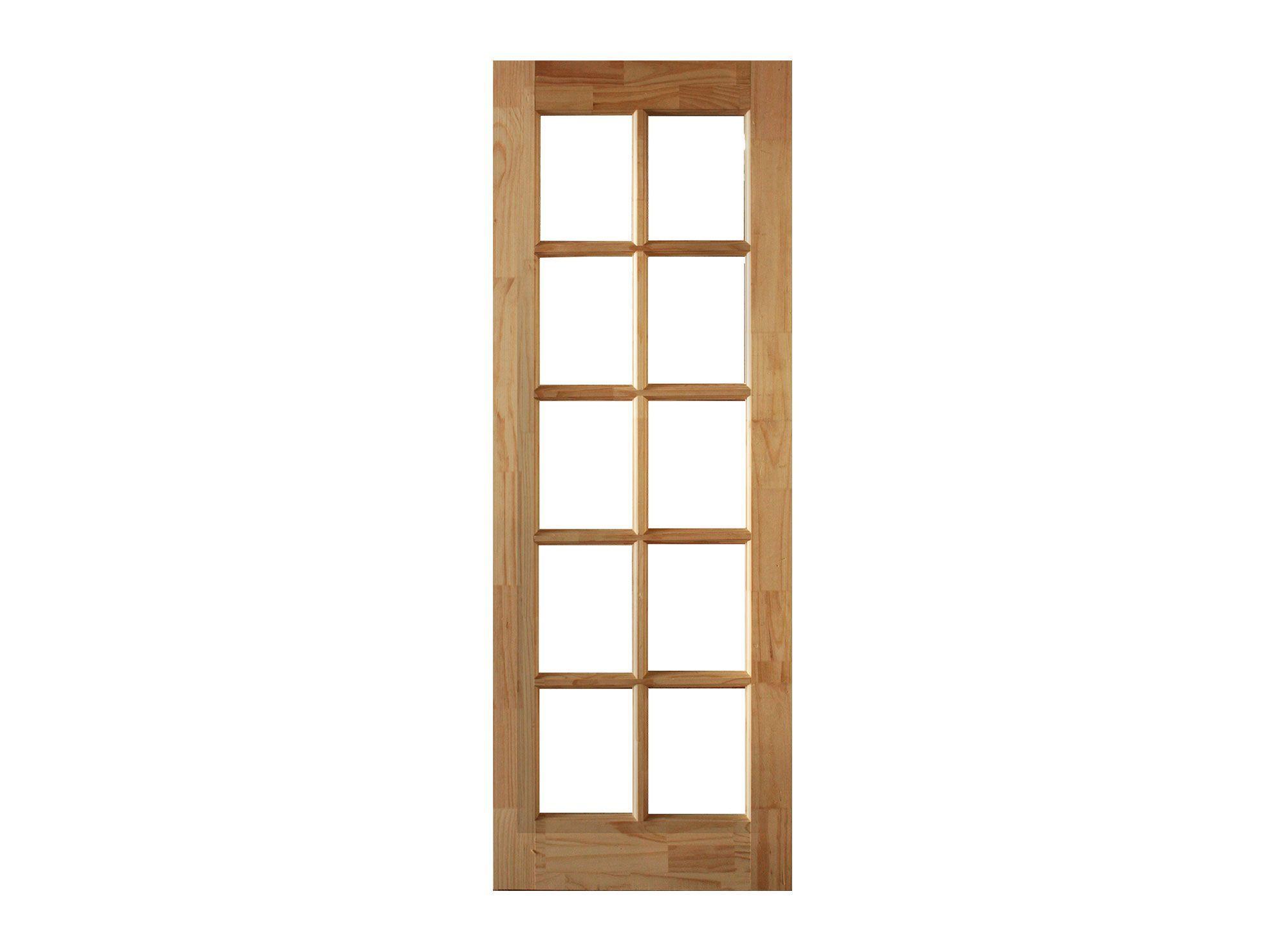 Puerta Pino Radiata Sevillana 60x200 cm 10 Vidrios Moldupanel-2